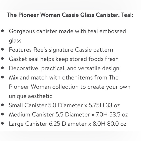 🌺 New Pioneer Woman Cassie Teal Blue Canisters - Picture 4 of 13